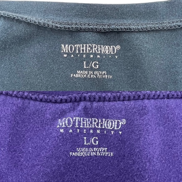 Bundle Motherhood Maternity Scoop Neck 3/4 Sleeve Tops Sz L Purple Teal Stretch - Picture 7 of 11